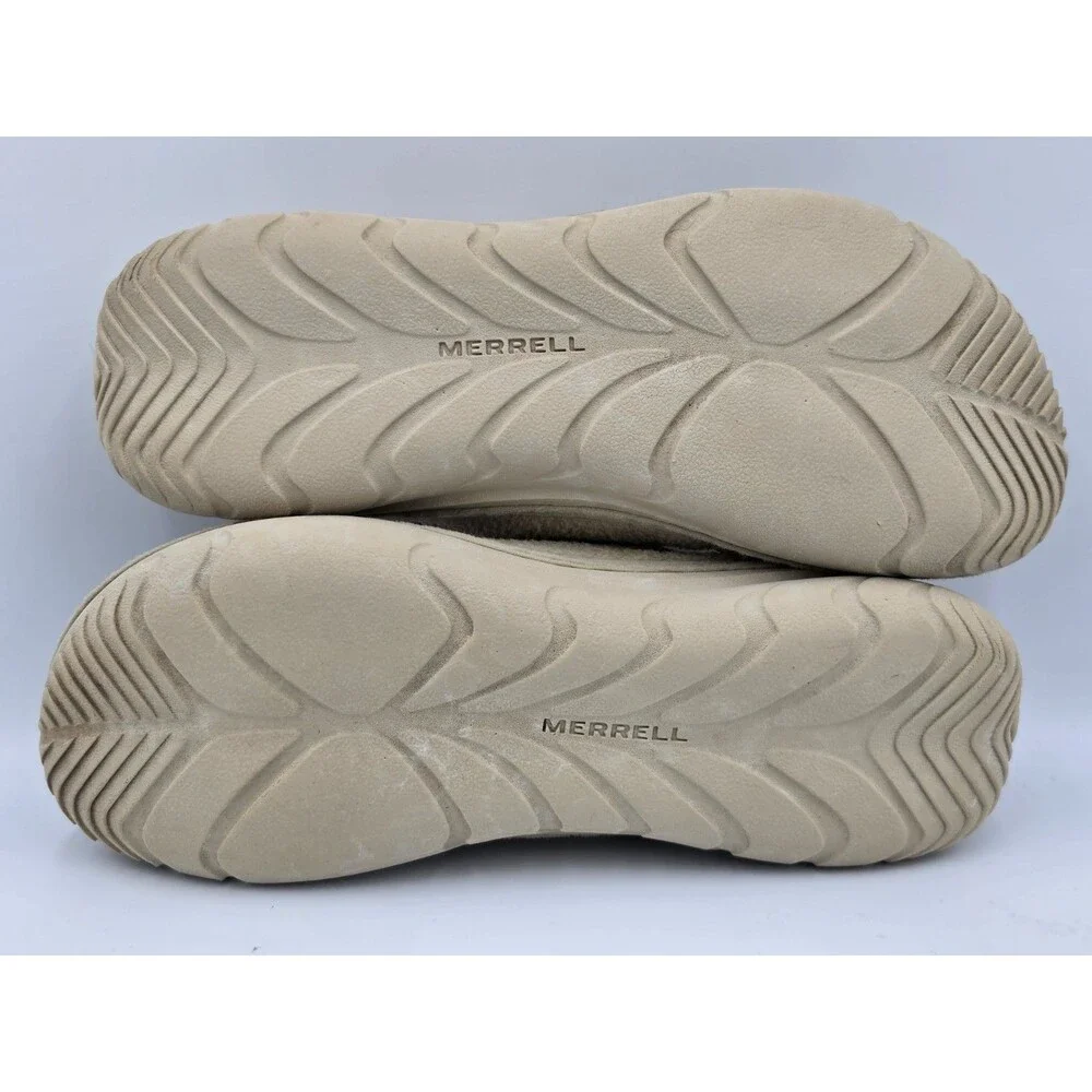 Merrell Womens Hut Moc Cozy II Tan Fuzzy Loafers Slip On Size 9 Indoor Outdoor
